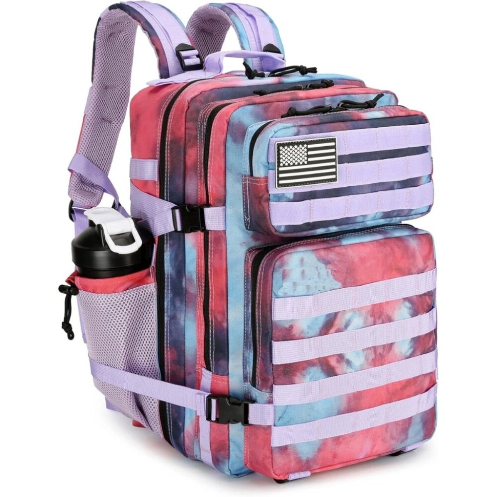45L Tactical Backpack with Bottle Holder Waterproof Multi Compartment for Hiking